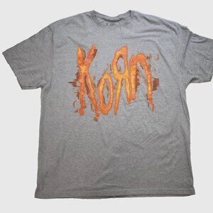 Korn Mens Korn Metal Band Classic Logo Gray Shirt New 2XL